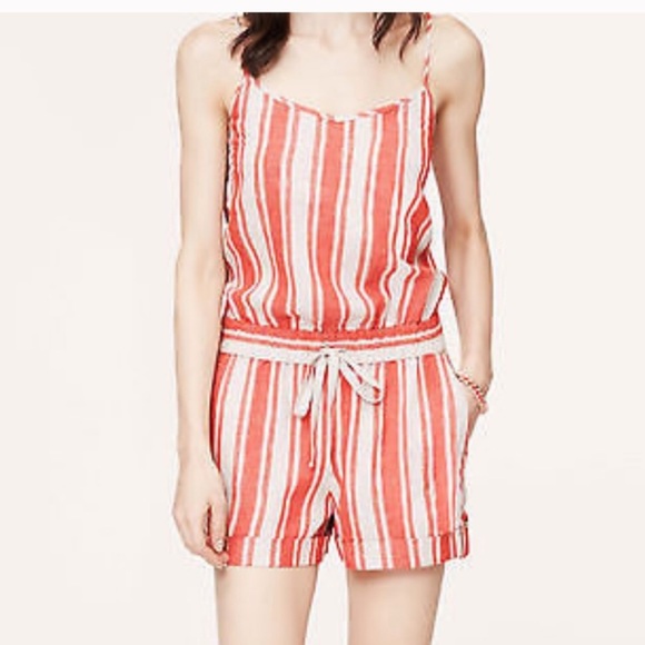 LOFT Pants - LOFT Striped Linen Romper